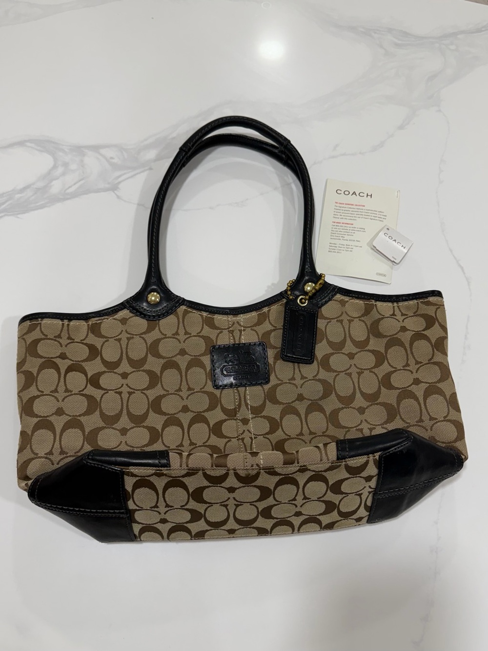 Y2K Coach Signature Canvas Tote in Brown & Black